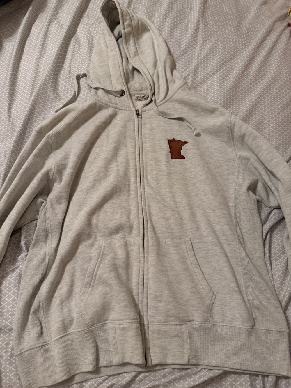 Blue 84 Light Gray Full-Zip Hoodie with Brown Minnesota Patch